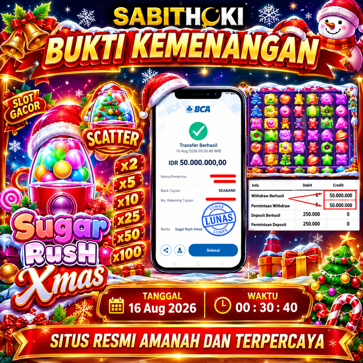 Selamat Kepada Member setia SABITHOKI telah WD RP. 50.000.000,-
